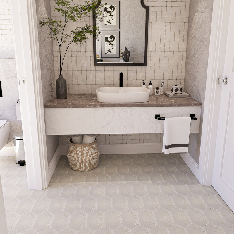Soft White Zellige Tile - 2x2 Mosaic