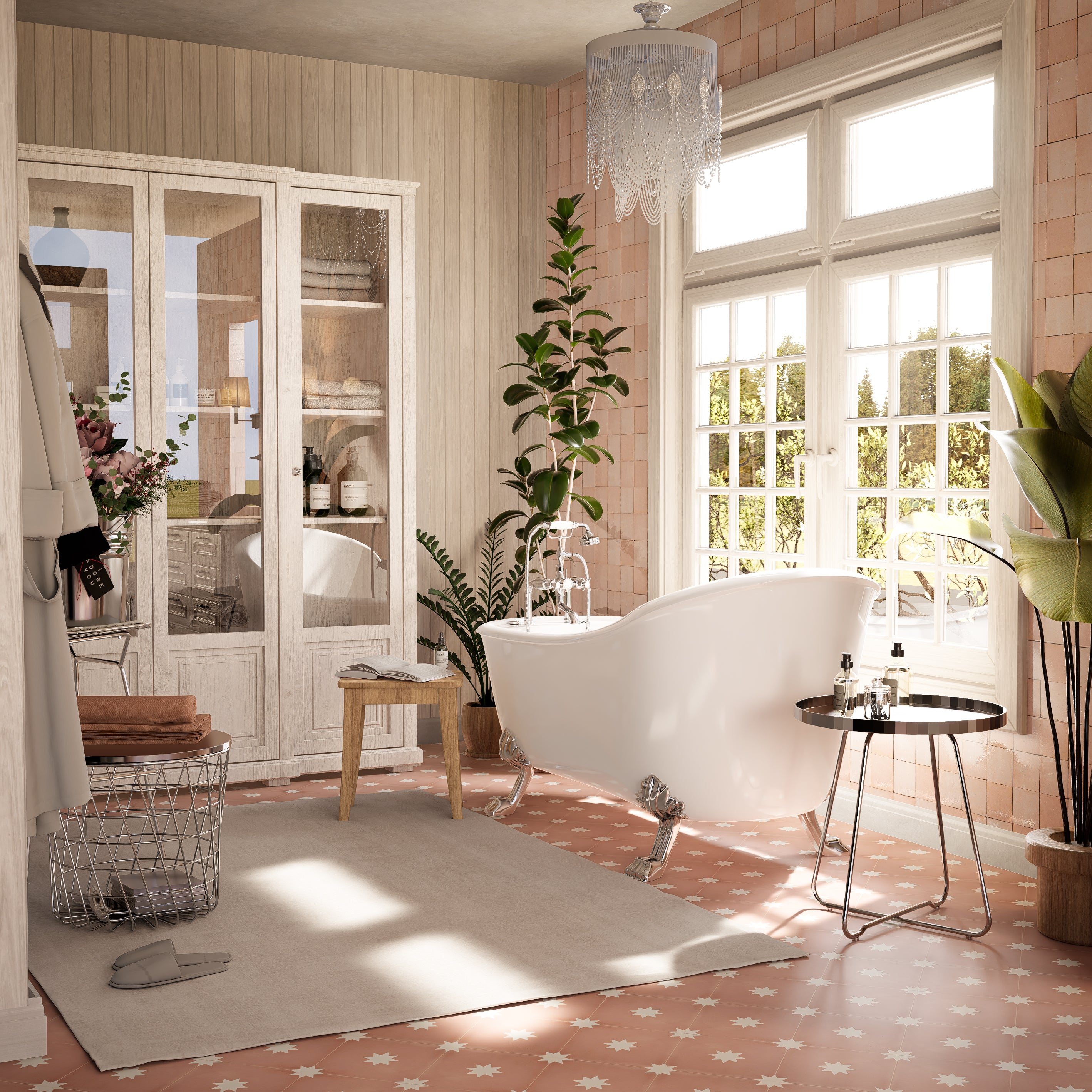 デザートローズ　台付き Zellige Tiles: Desert Rose 4x4 Adds Warmth and Texture – LiLi Tile