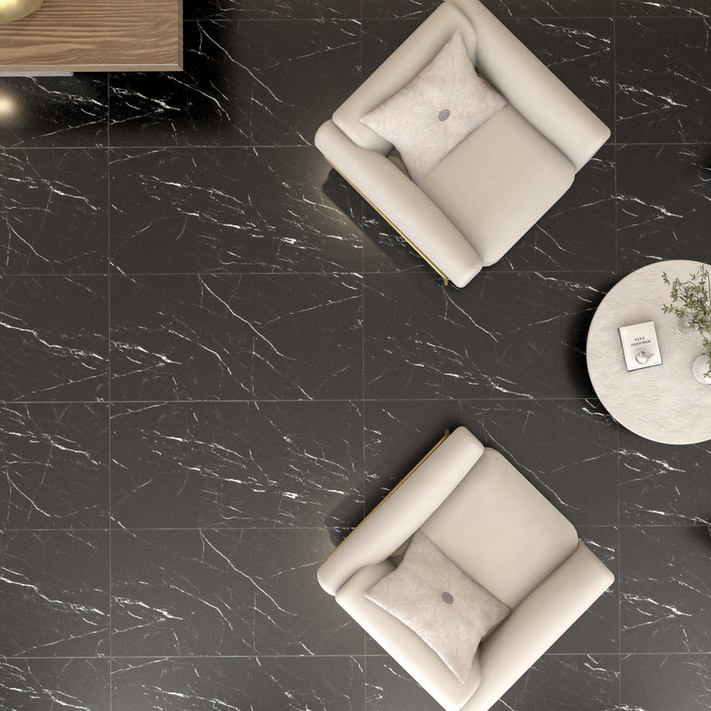 Vesuvio Black 24"x48" Porcelain Tile 3/8"