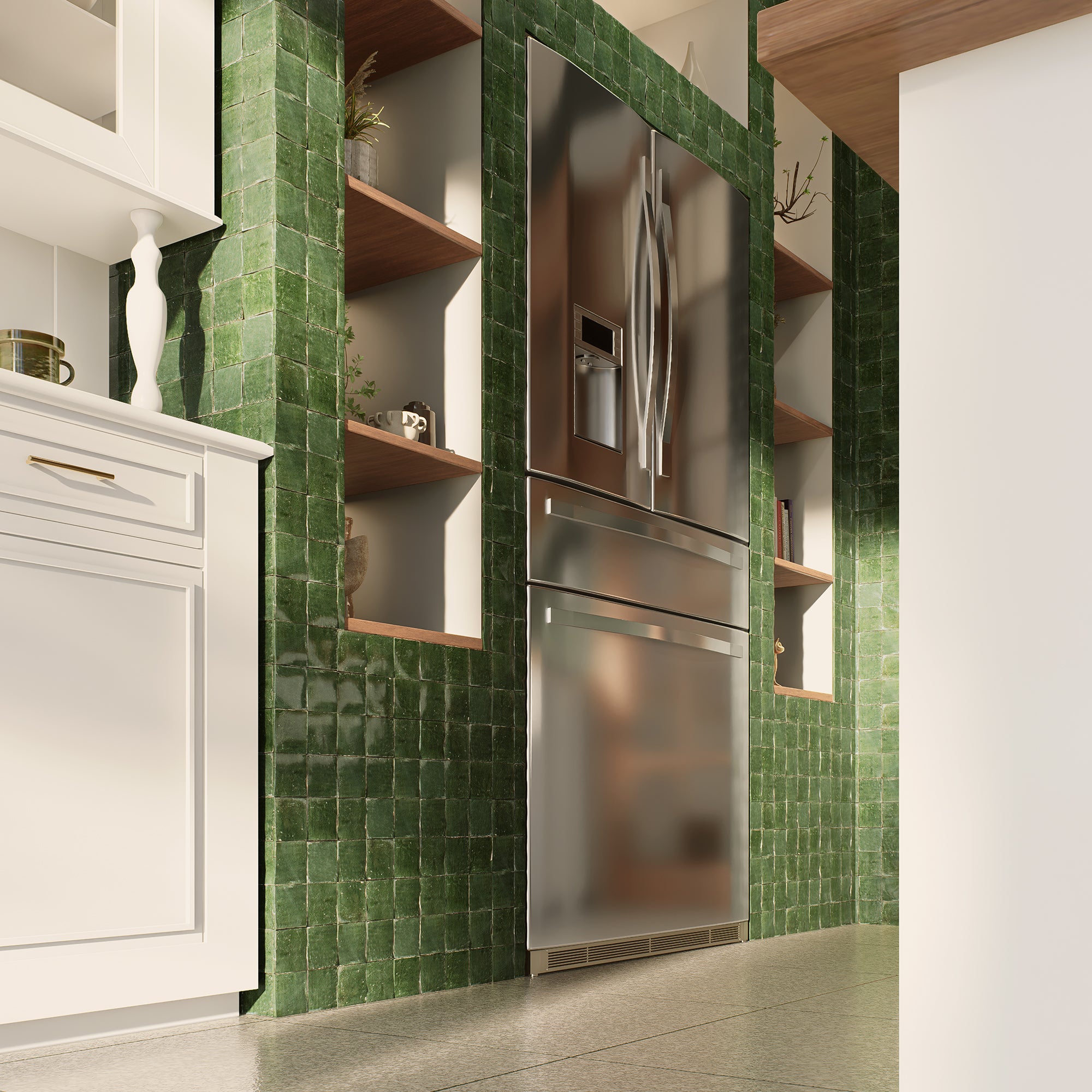 Olive Green Zellige Tile - 4x4 Square | Handmade Zellige – LiLi Tile