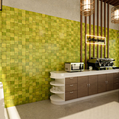 Lime Green Zellige Tile - 4x4 Square