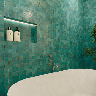 Oasis Blue Zellige Tile - 2x2 Mosaic