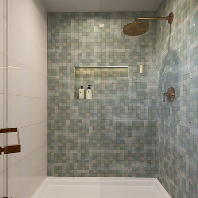 Sardine Blue Zellige Tile - 2x2 Mosaic