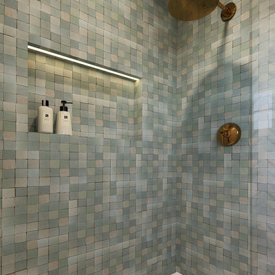 Sardine Blue Zellige Tile - 2x2 Mosaic