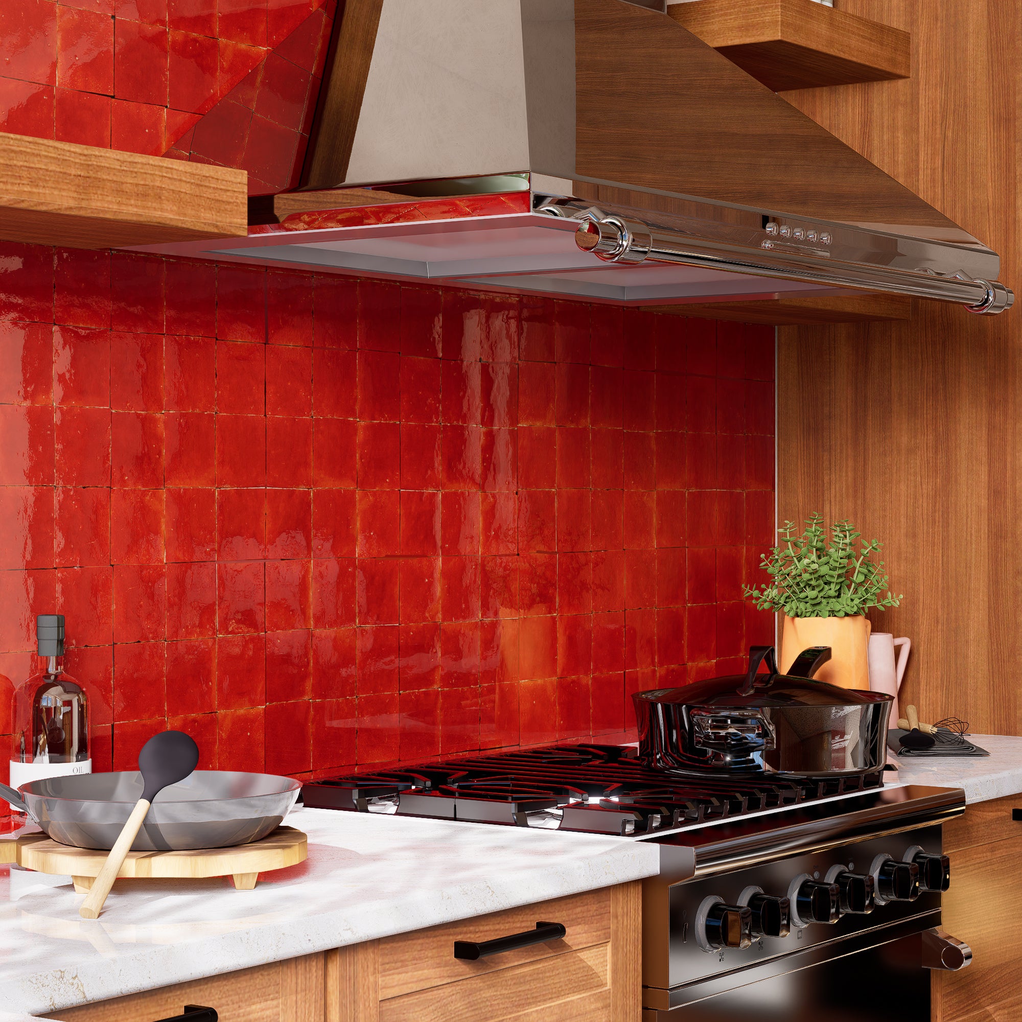 Hibiscus Red Zellige Tile - 4x4 Square – LiLi Tile