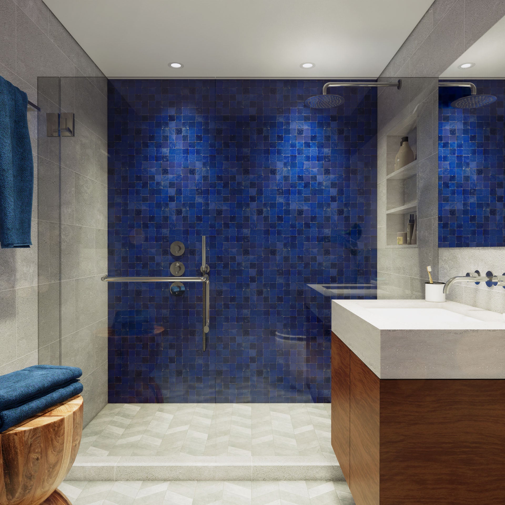 Berber Blue Zellige Tile - 2x2 Mosaic | Handmade Zellige – LiLi Tile