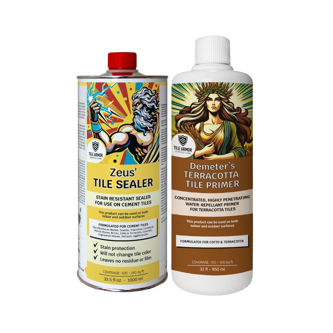Demeter’s Terracotta Tile Primer + Zeus’ Tile Sealer Bundle