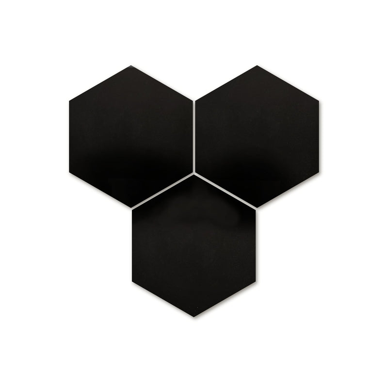 Black 2000 8x9 Solid Hexagon Cement Tile (Limited Quantity)