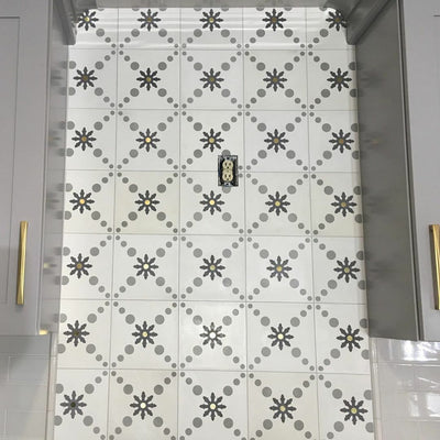 These elite Chantal brass cement tiles are perfect for backsplashes, accent walls, and stunning floor art.