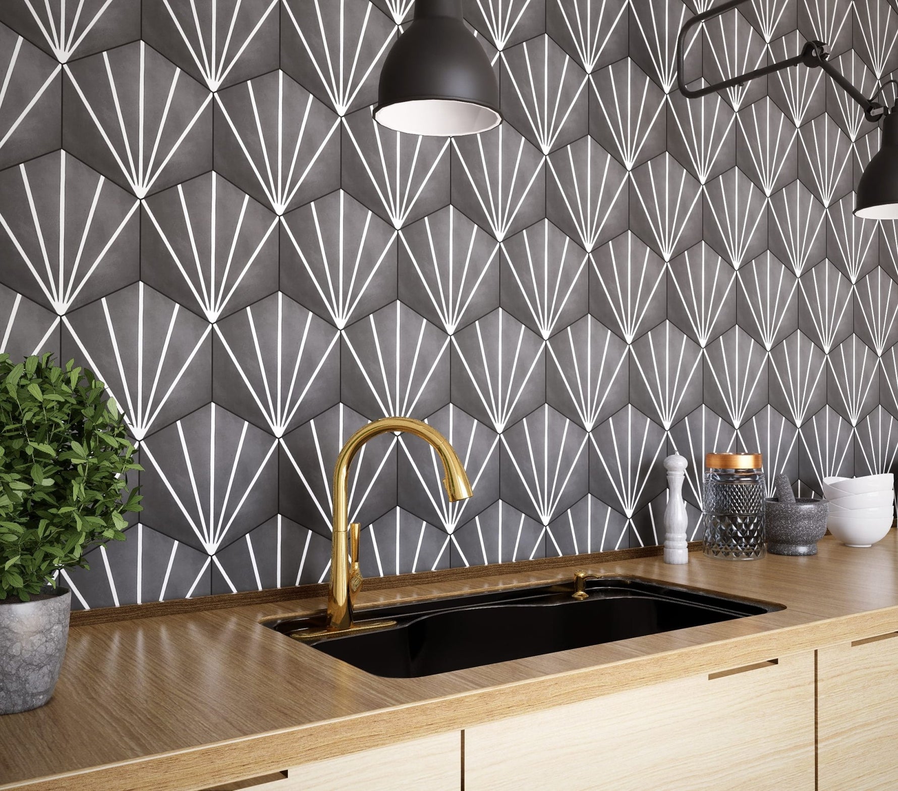 Claws Hexagon Tile: 8” x 9” - LiLi Tile 