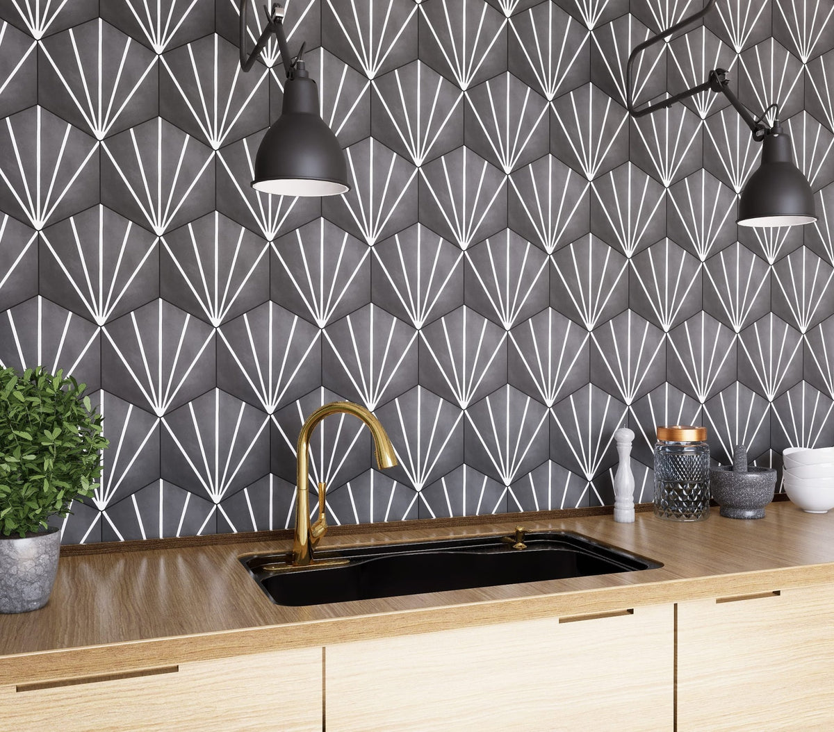 Claws Hexagon Tile: 8” x 9” - LiLi Tile 