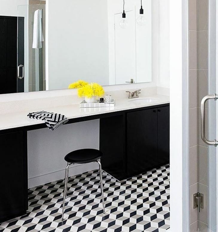 These geometric Dama 1 cement tiles are perfect for backsplashes, accent walls, and stunning floors.