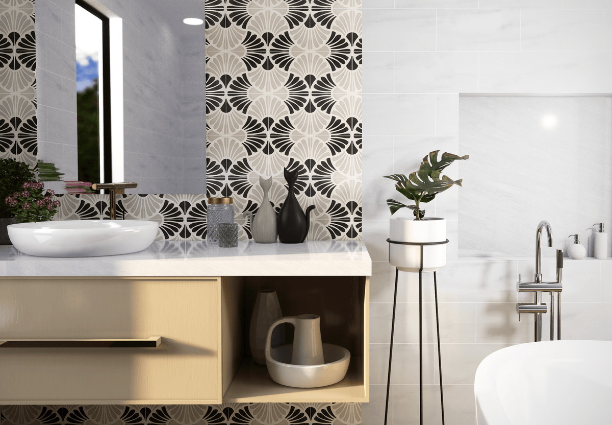 Flora Series: 8” x 8” - LiLi Tile bathroom 