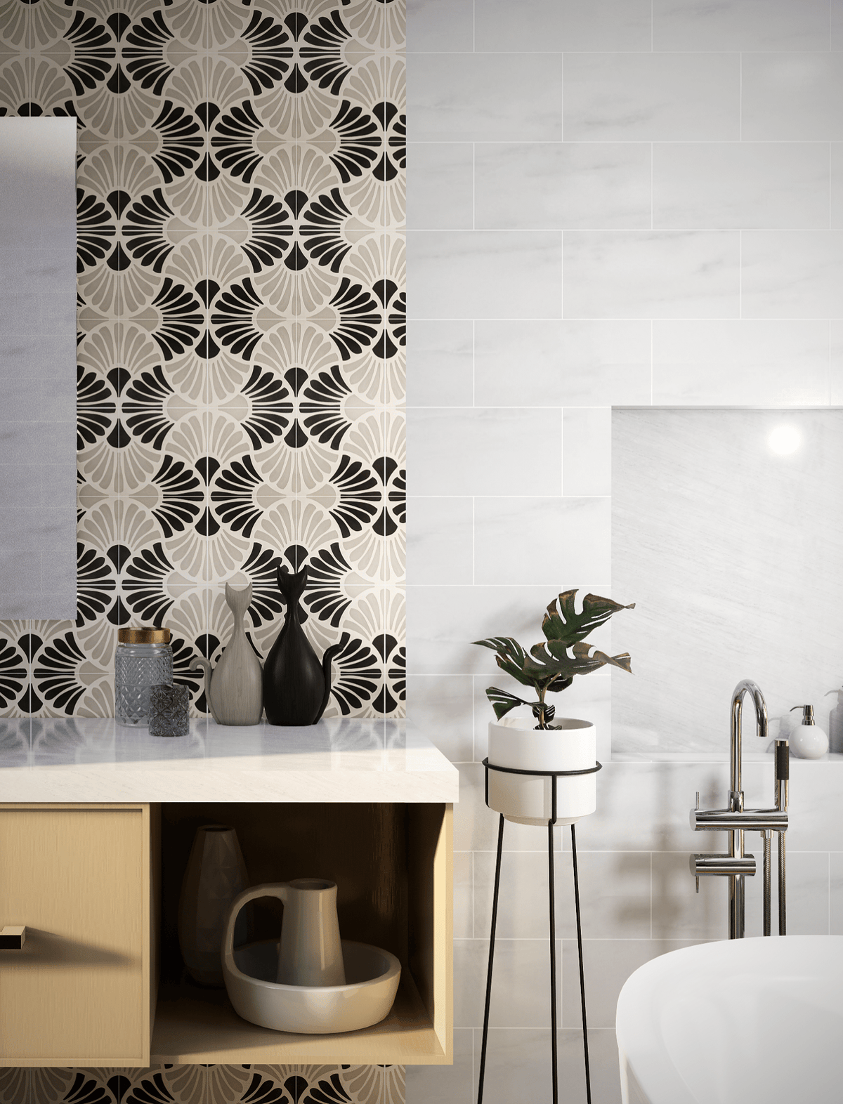 Flora Series: 8” x 8” - LiLi Tile bathroom 