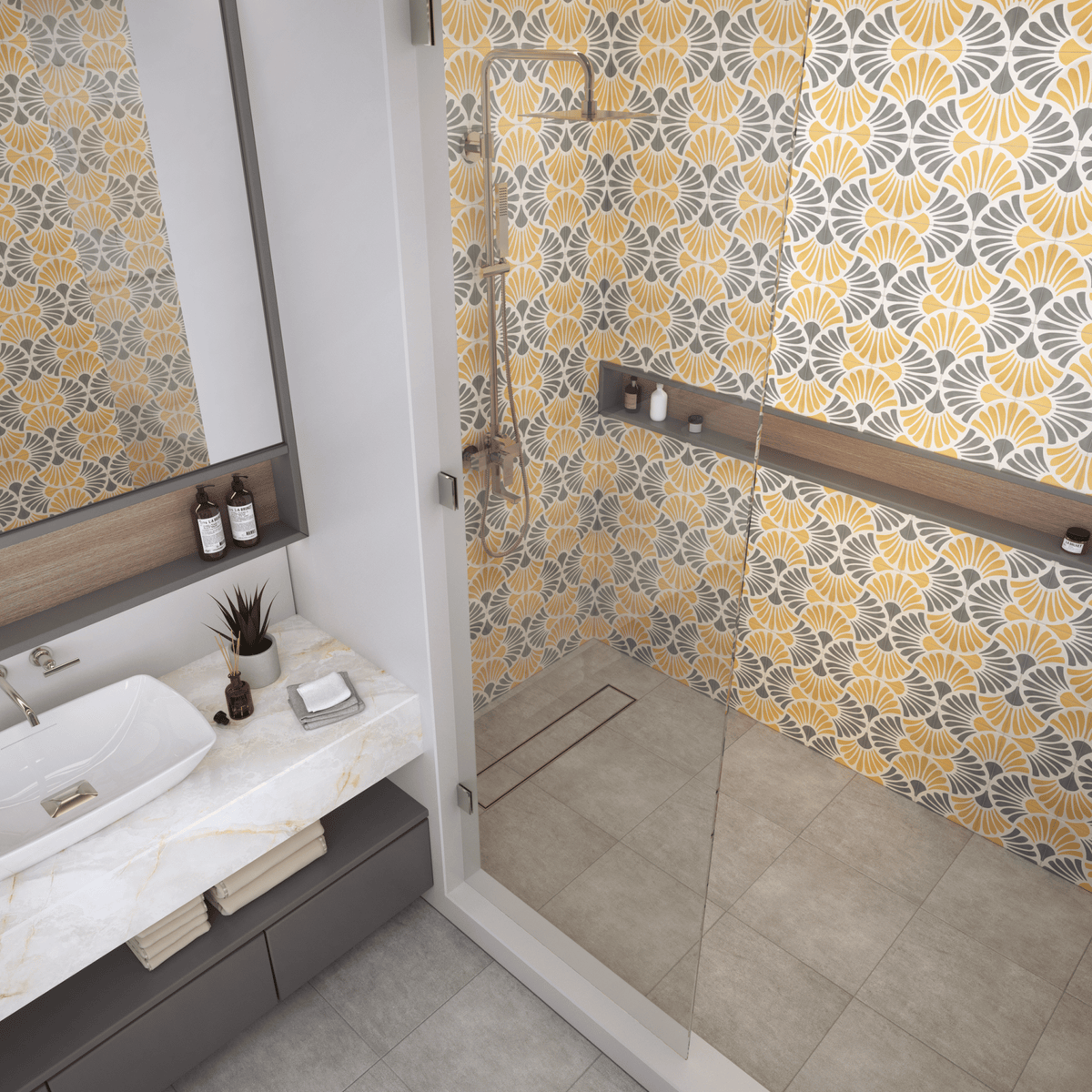 Flora Series: 8” x 8” - LiLi Tile shower 