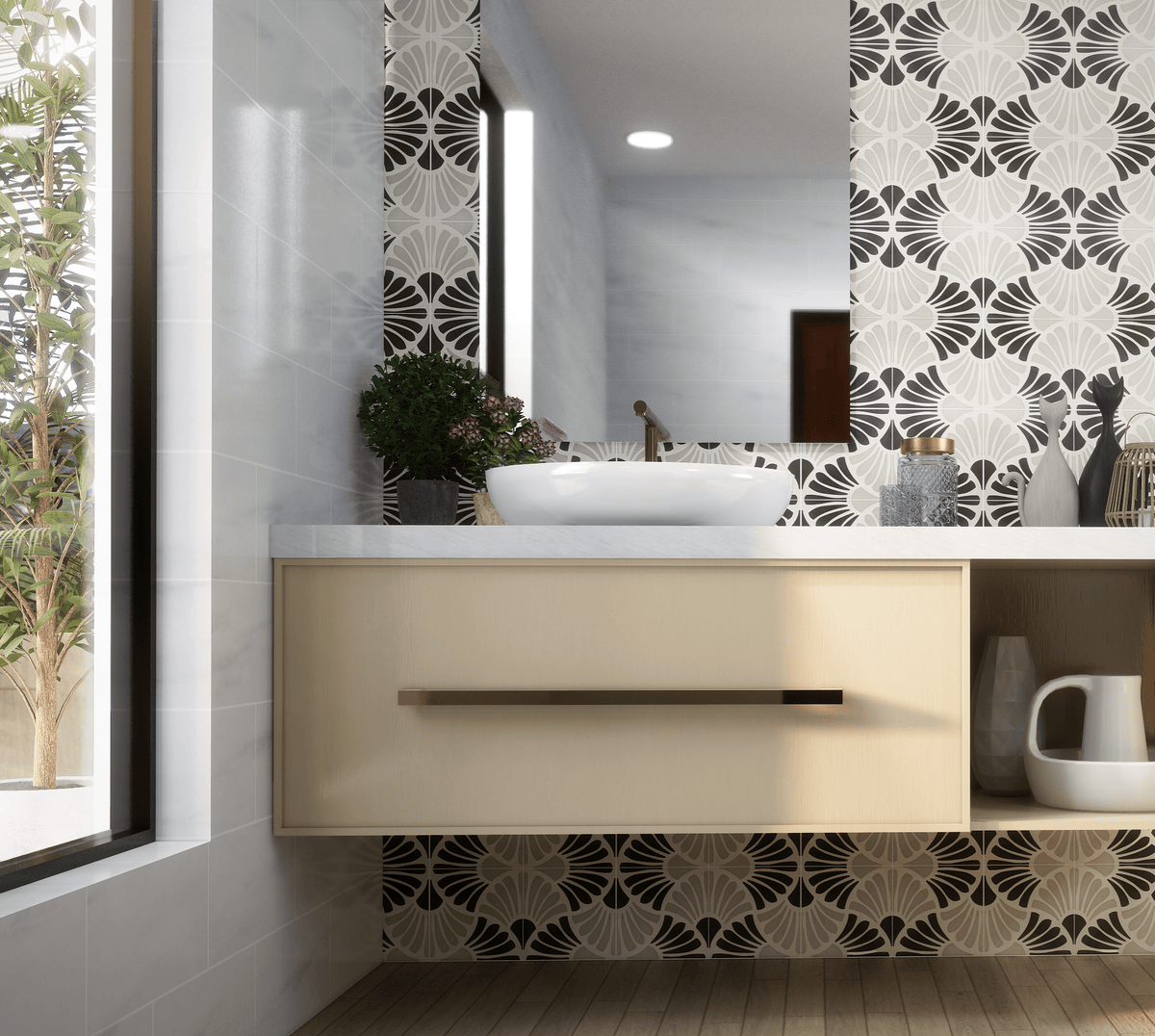 Flora Series: 8” x 8” - LiLi Tile bathroom 