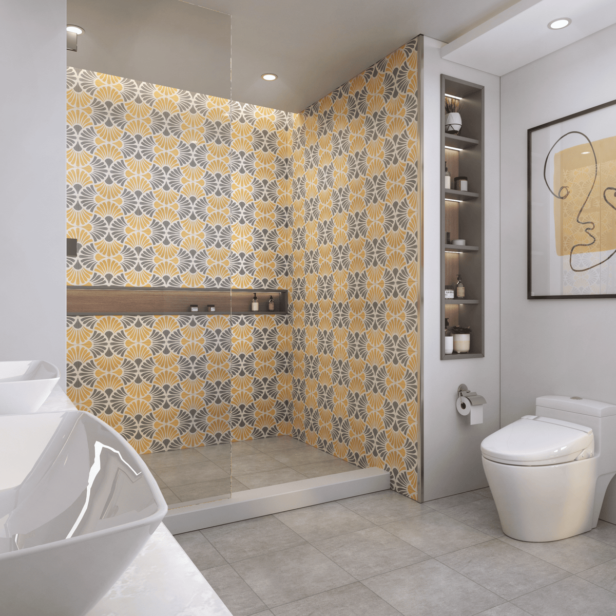 Flora Series: 8” x 8” - LiLi Tile shower 