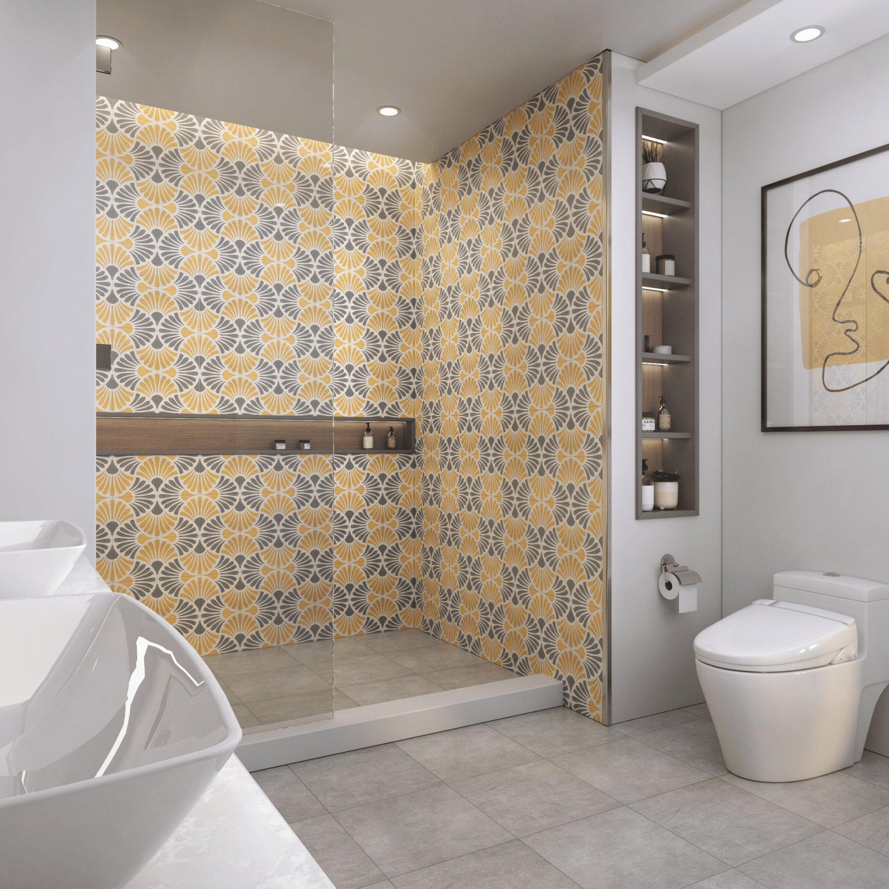 Flora Series: 8” x 8” - LiLi Tile shower 