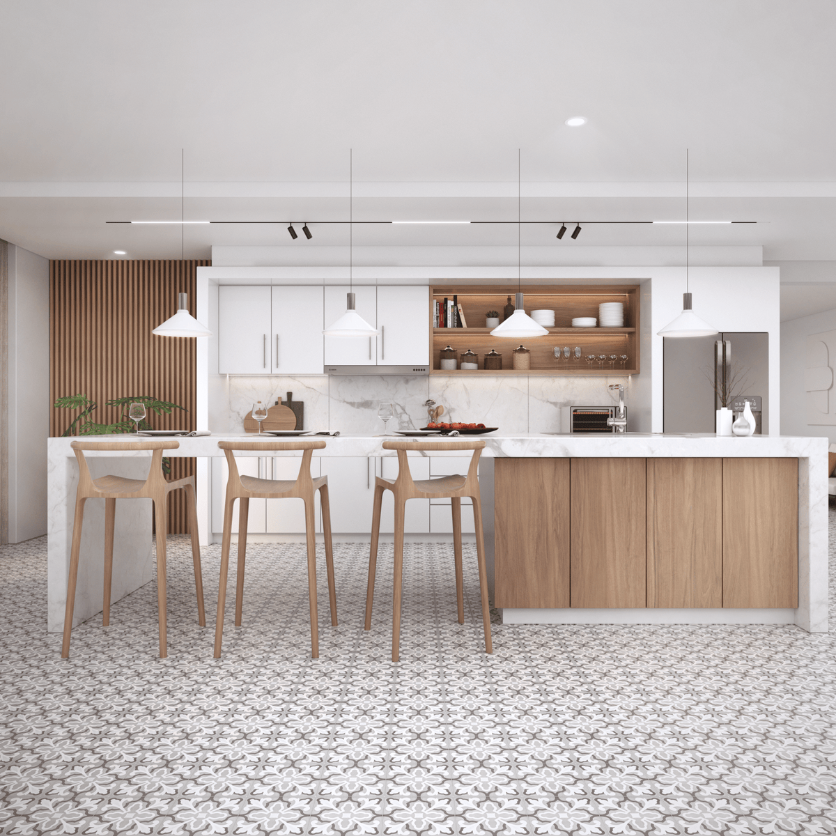 Florence Tile: 8” x 8” - LiLi Tile kitchen 