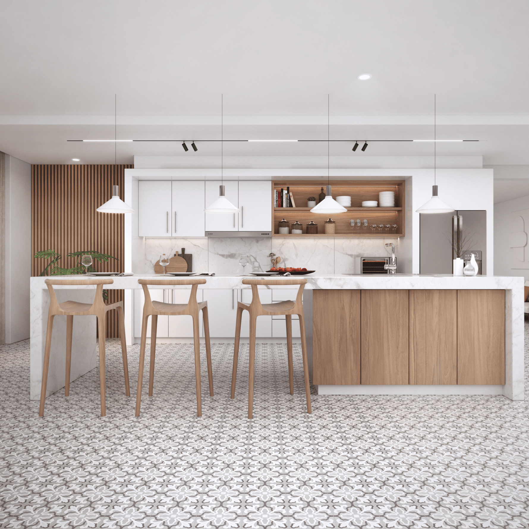Florence Tile: 8” x 8” - LiLi Tile kitchen 