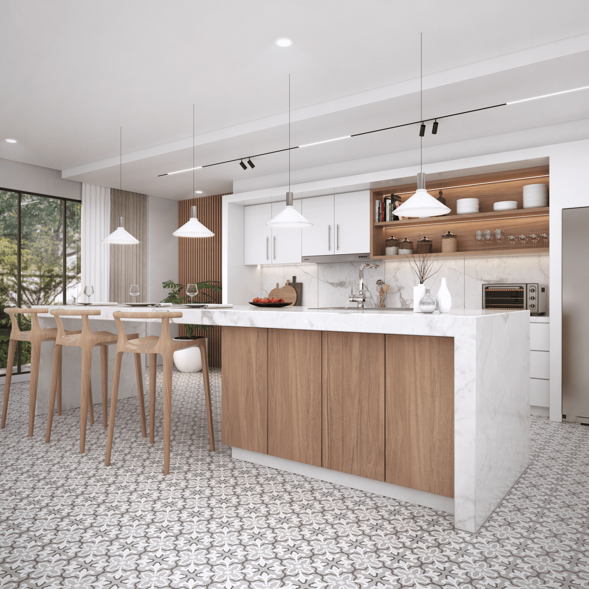 Florence Tile: 8” x 8” - LiLi Tile kitchen 