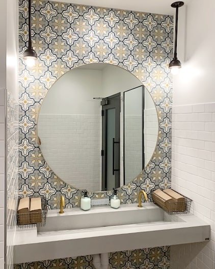 Florence Tile: 8” x 8” - LiLi Tile bathroom 