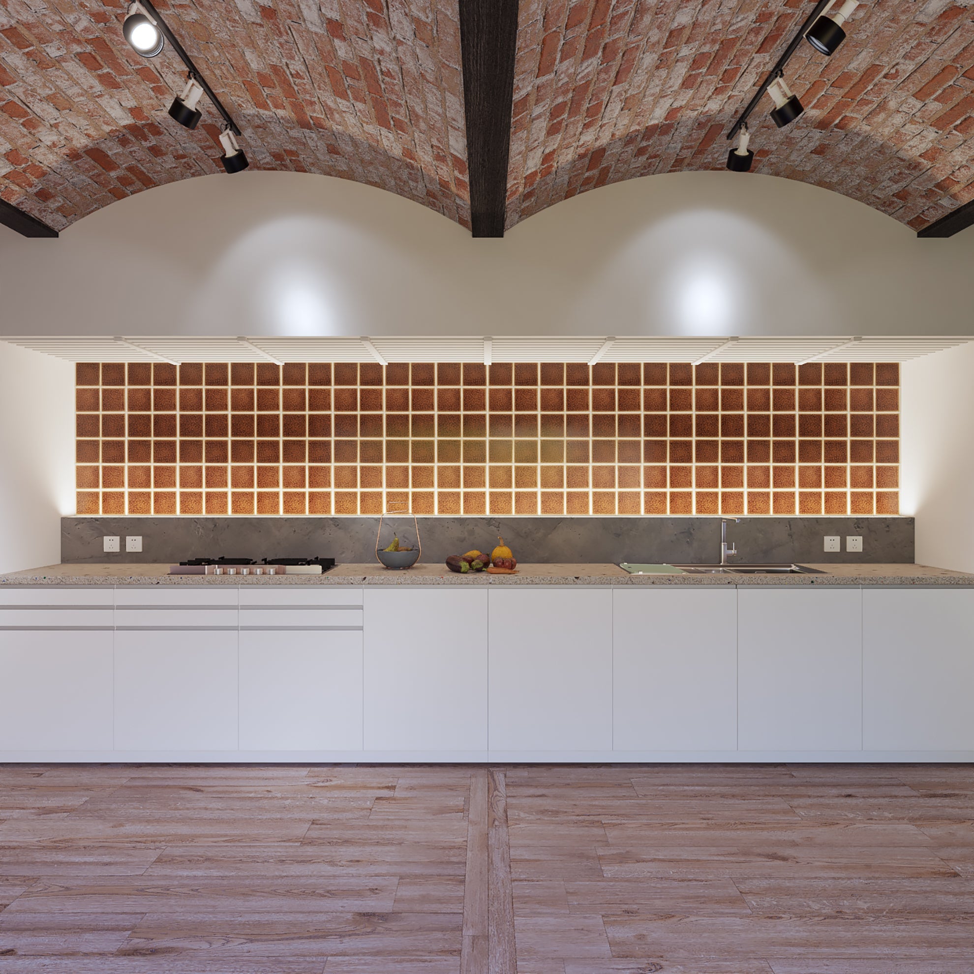Garnet Glazed Porcelain Tile 4x4 — installed wall detail