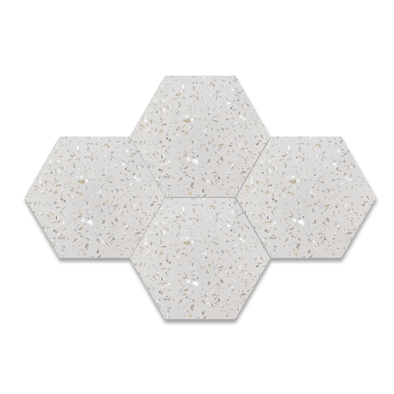 Hexagon Mother of Pearl Terrazzo Cement Tile - LiLi Tile