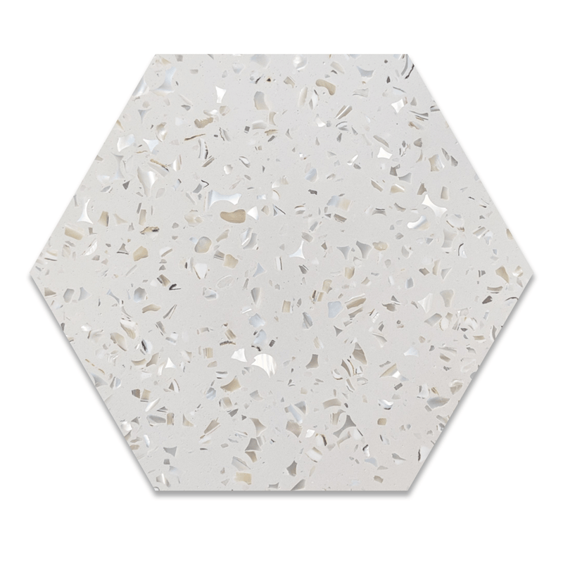 Hexagon Mother of Pearl Terrazzo Cement Tile