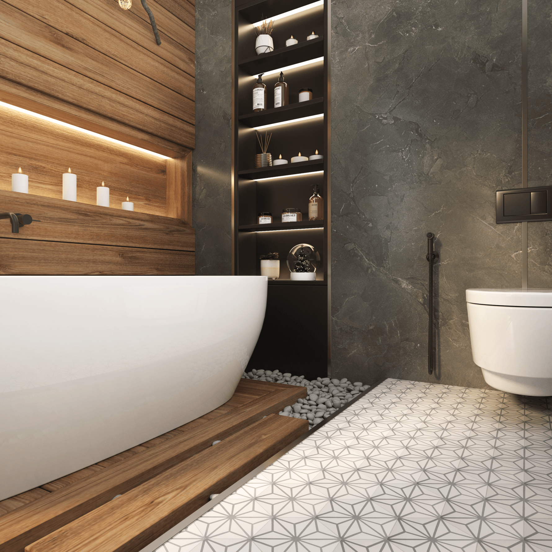 Jolie Mini Hexagon Cement Tile - LiLi Tile 
