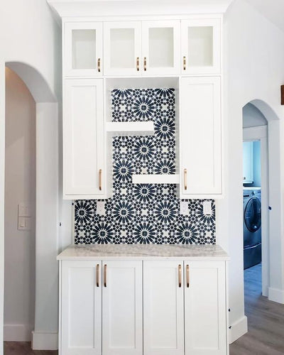 These classic Marie 6 cement tiles are perfect for backsplashes, accent walls, and stunning floors.