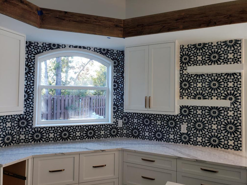 These classic Marie 6 cement tiles are perfect for backsplashes, accent walls, and stunning floors.