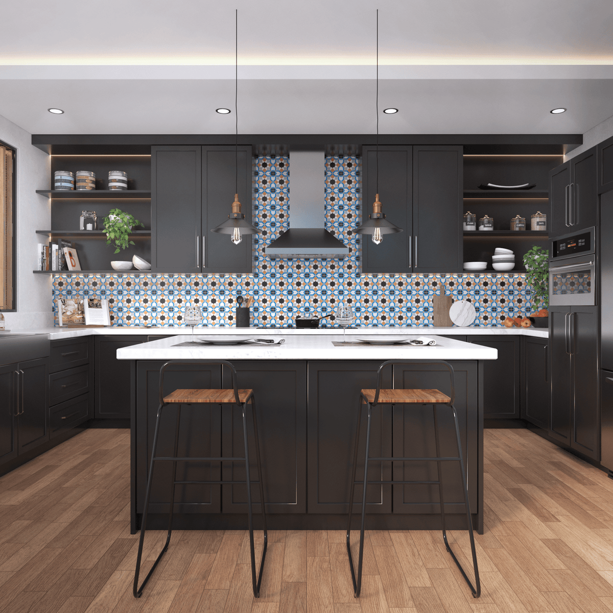 Marok Tile: 6” x 6” - LiLi Tile kitchen 