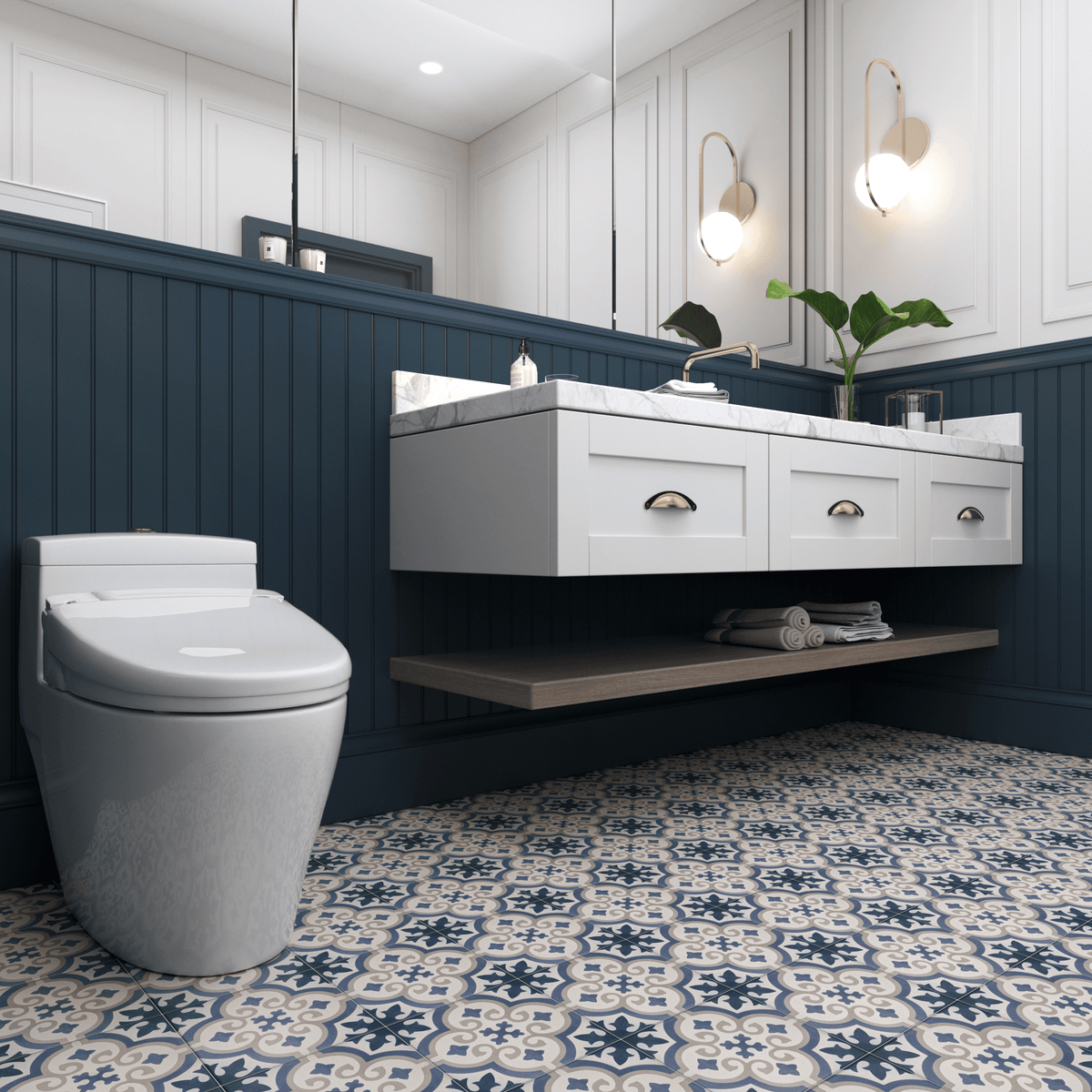 Nora Tile: 6” x 6” - LiLi Tile bathroom 