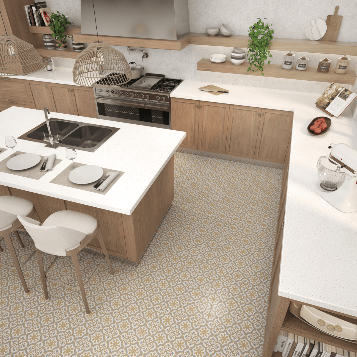 Nora Tile: 6” x 6” - LiLi Tile kitchen 