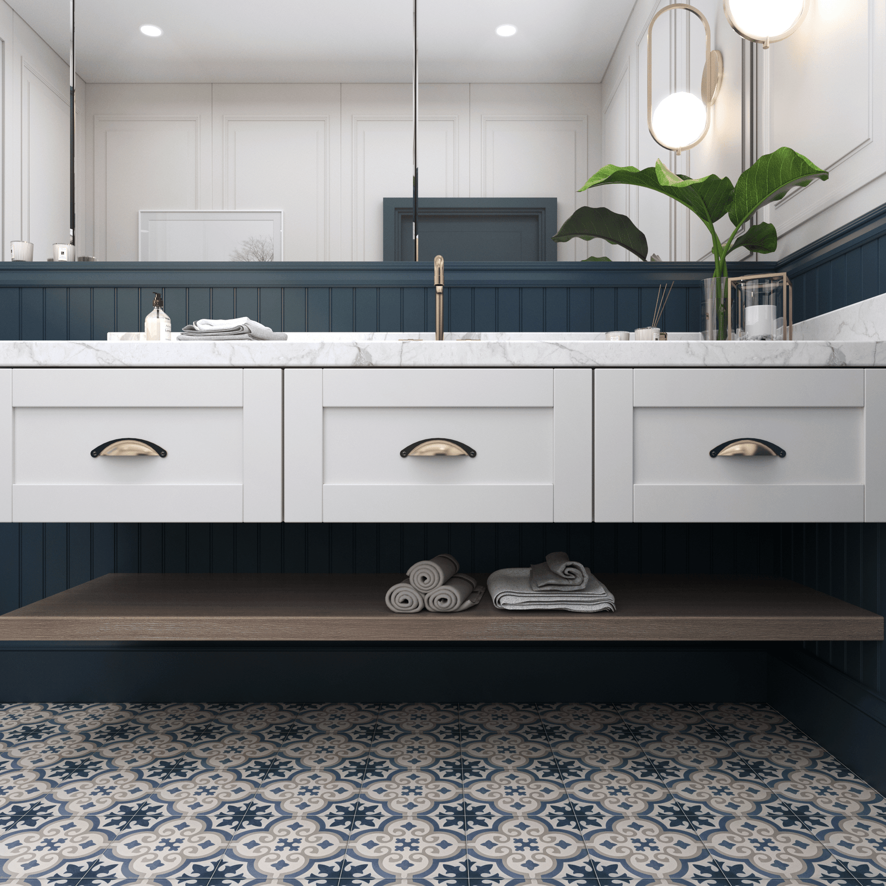 Nora Tile: 6” x 6” - LiLi Tile bathroom 