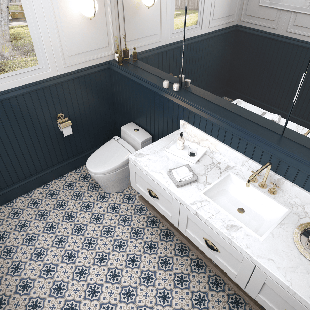 Nora Tile: 6” x 6” - LiLi Tile bathroom 