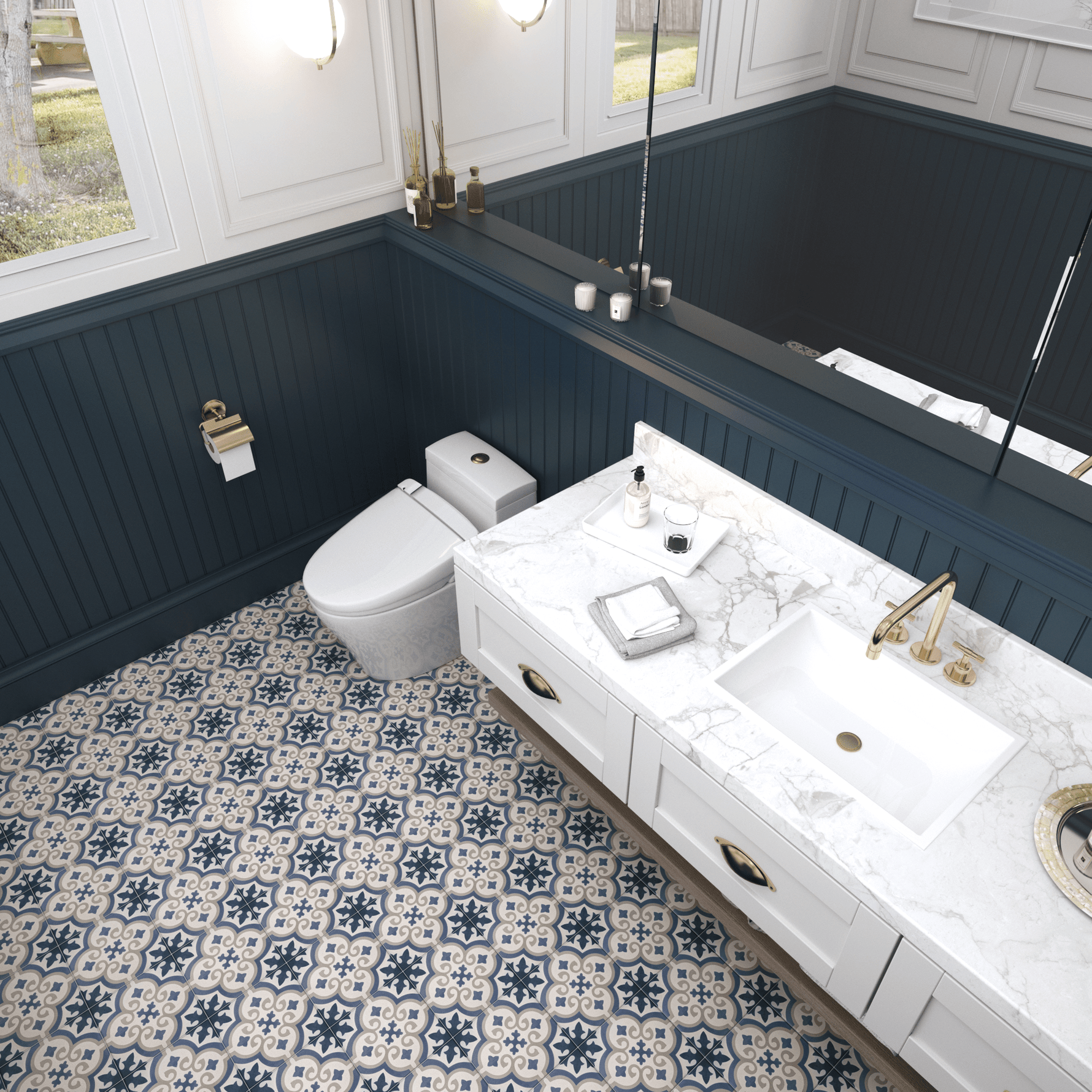 Nora Tile: 6” x 6” - LiLi Tile bathroom 