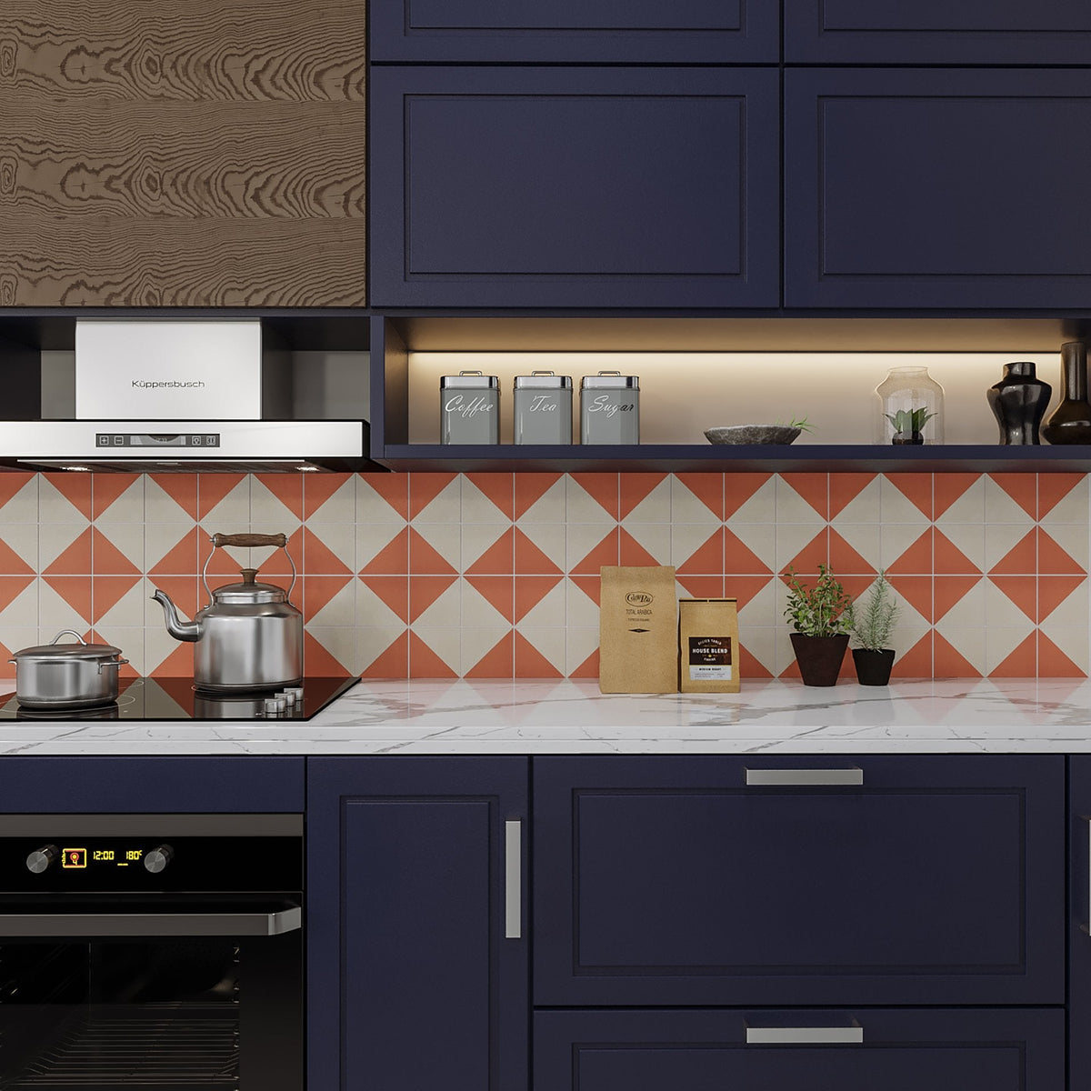 Petite Two-Tone Diagonal Tile: 4” x 4” - LiLi Tile 