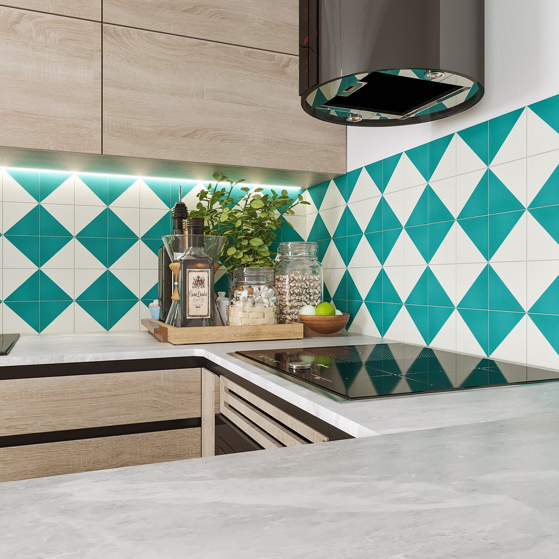 Petite Two-Tone Diagonal Tile: 4” x 4” - LiLi Tile 