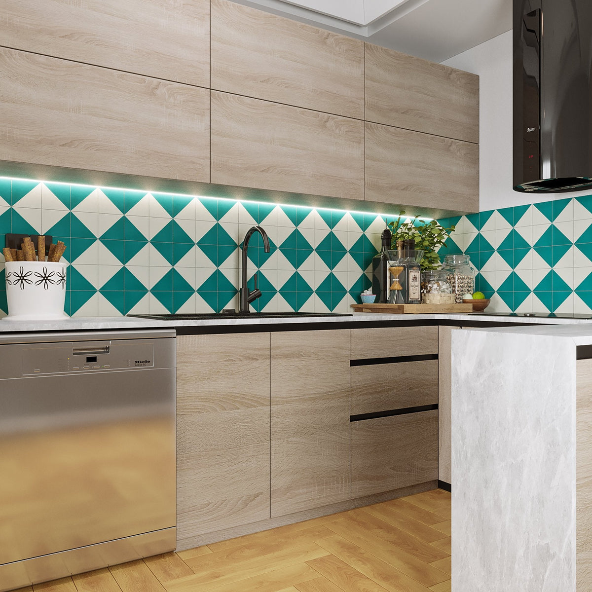 Petite Two-Tone Diagonal Tile: 4” x 4” - LiLi Tile 