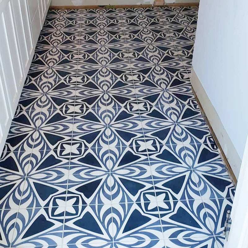These nostalgic vintage Rebecca 5 cement tiles are perfect for backsplashes, accent walls, and stunning floors.