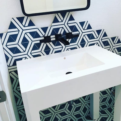These Rete hexagon cement tiles are perfect for backsplashes, accent walls, and stunning floor art.