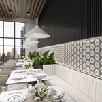 Rise Hexagon Tile: 6” x 7” - LiLi Tile commercial space 