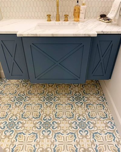 These floral Siena 2 cement tiles are perfect for backsplashes, accent walls, and stunning floors.