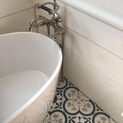 These refined Sofia 3 cement tiles are perfect for backsplashes, accent walls, and stunning floors.