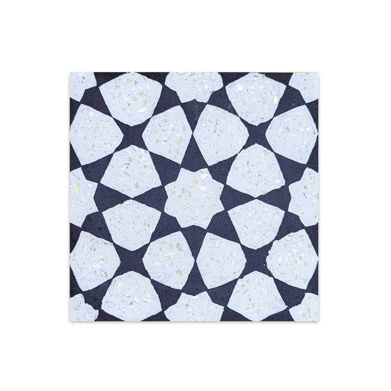 Spark 50 Mother of Pearl Terrazzo Tile: 6” x 6”