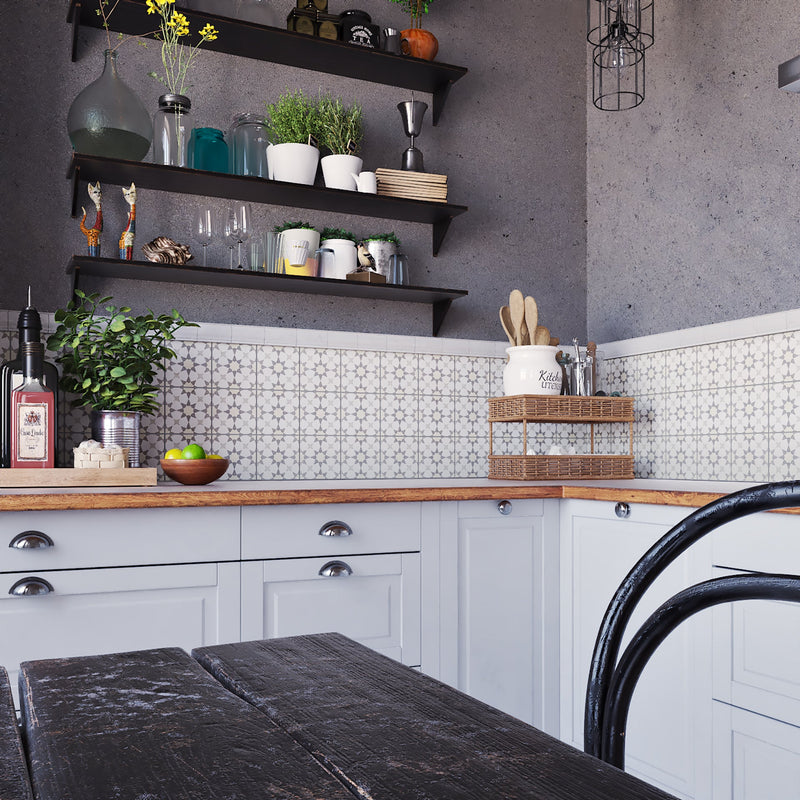 These magical Spark 3 cement tiles are perfect for backsplashes, accent walls, and stunning floors.
