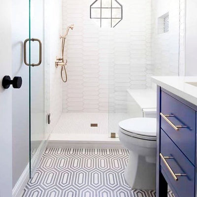 These elongated Tiffany hexagon cement tiles are perfect for backsplashes, accent walls, and stunning floor art.