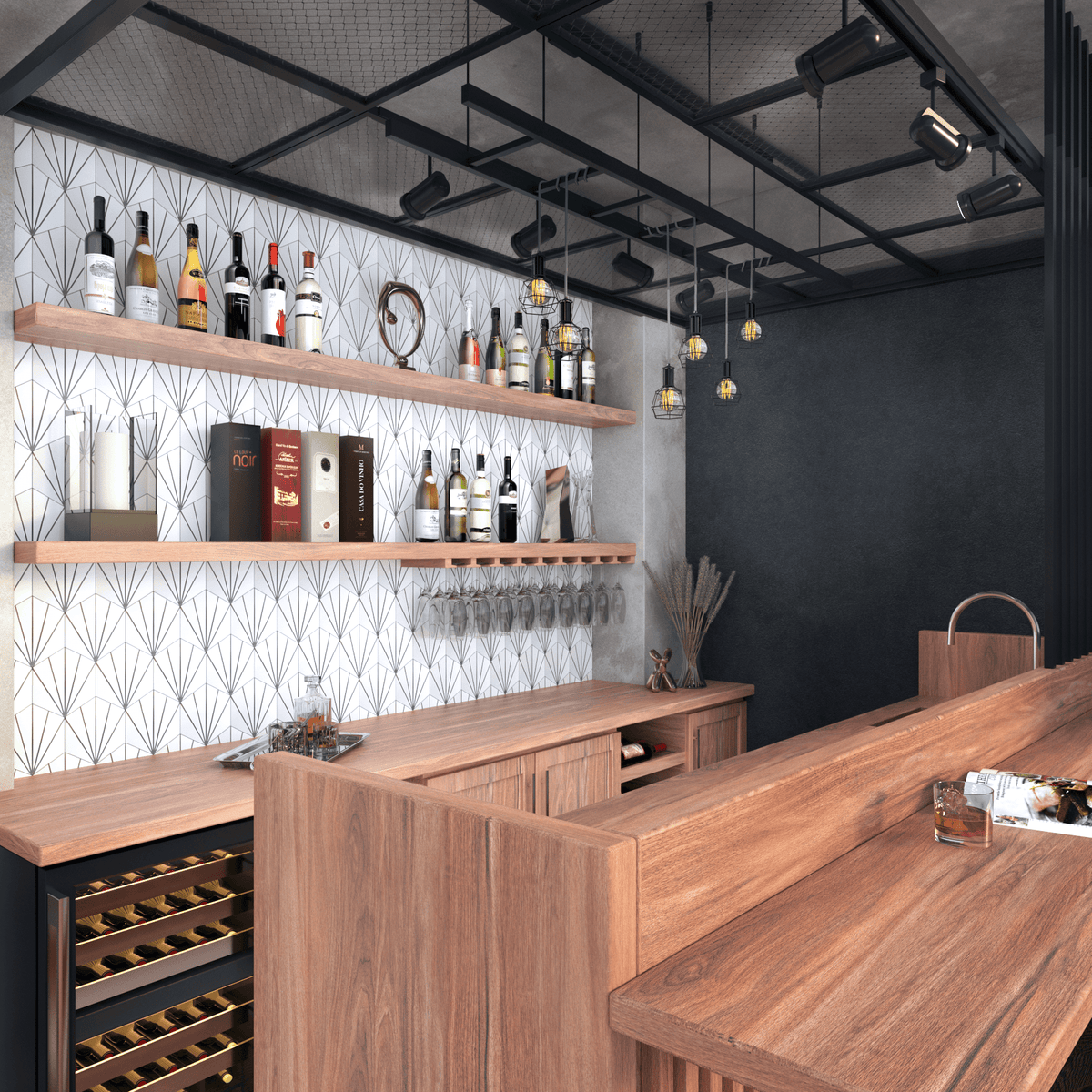 Web Tile Series - Mini Hexagon Cement Tile - LiLi Tile 